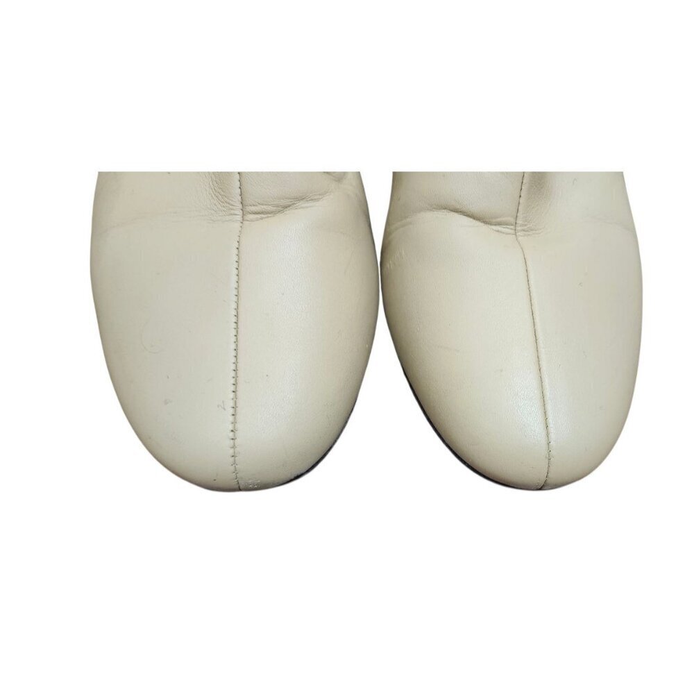 SportMax Beige Ankle Boots Black Block Heel Sleek Minimalist Pointed Toe 37.5 - Picture 6 of 14
